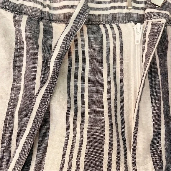 Liz Claiborne Striped Linen Blend Beach Pants M White Navy Drawstring Waist - Picture 10 of 11